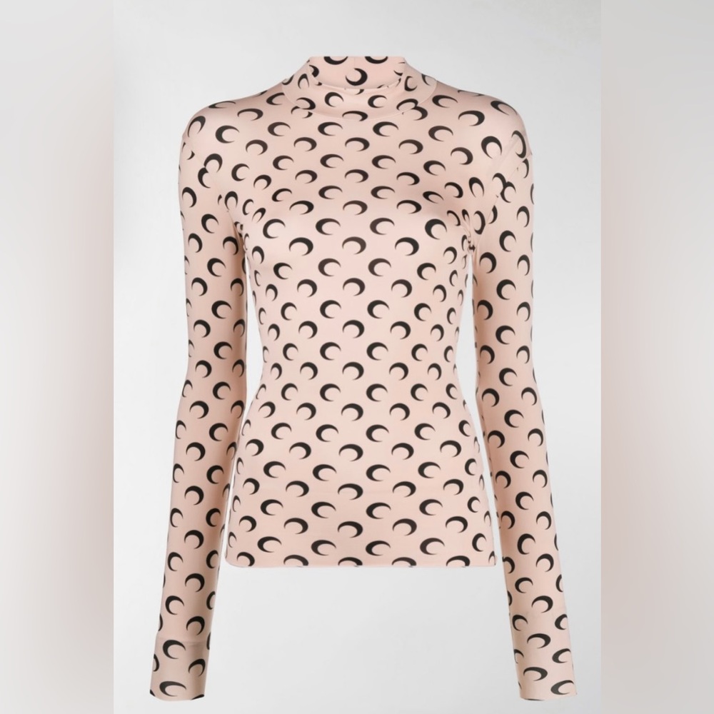 MARINE SERRE β’ Moon Print Turtleneck Second Skin Top - Picture 5 of 16